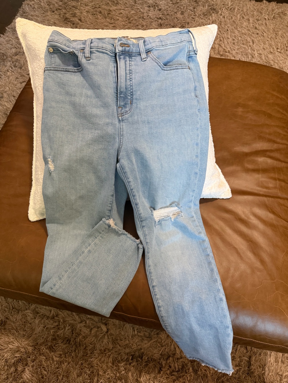 Madewell Light Blue Denim Jeans with Pink Nail Accent